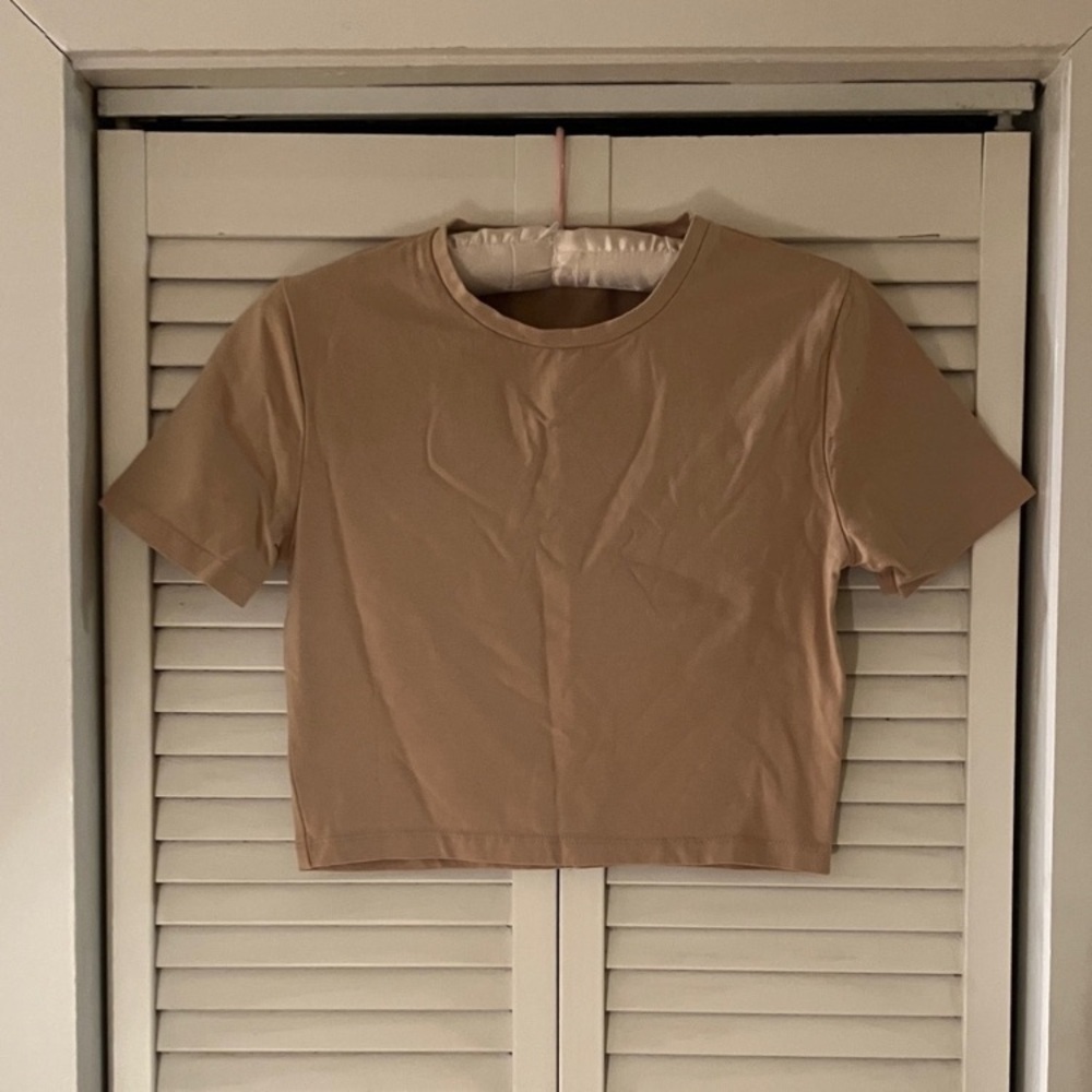 Zara Nude Beige Neutral Baby Tee Medium